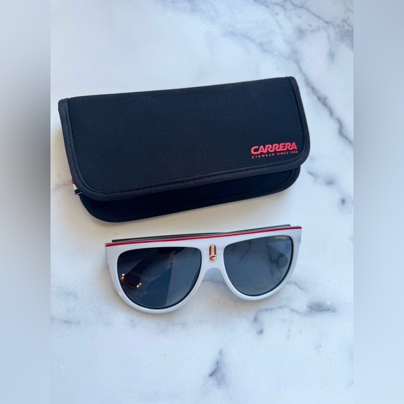 Carrera Accessories - Carrera Black and White Flat Top 60MM Sunglasses, 100% Authentic